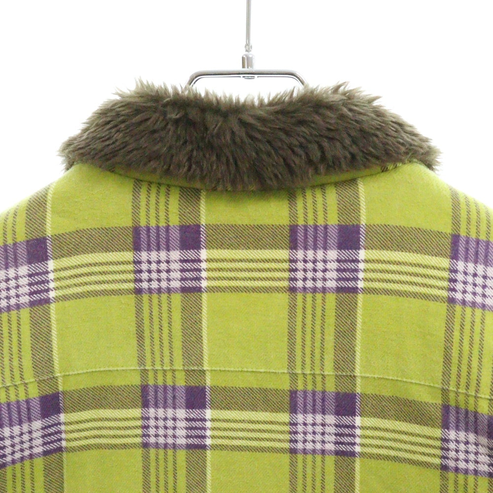 SUPREME(シュプリーム) 21AW Faux Fur Collar Flannel Shirt フェイクファーカラー フランネル長袖シャツ グリーン