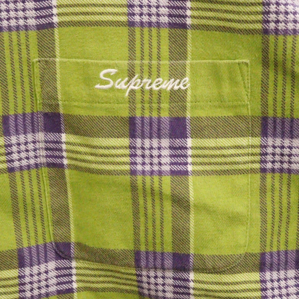SUPREME(シュプリーム) 21AW Faux Fur Collar Flannel Shirt フェイクファーカラー フランネル長袖シャツ グリーン