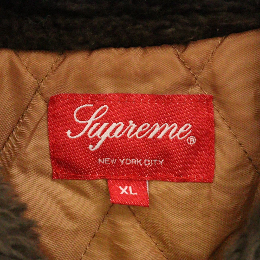 SUPREME(シュプリーム) 21AW Faux Fur Collar Flannel Shirt フェイクファーカラー フランネル長袖シャツ グリーン