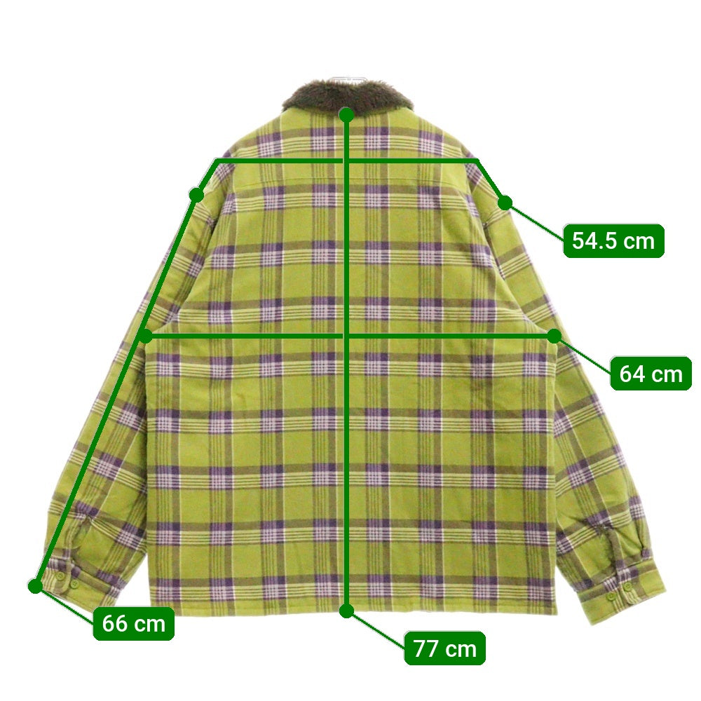 SUPREME(シュプリーム) 21AW Faux Fur Collar Flannel Shirt フェイクファーカラー フランネル長袖シャツ グリーン