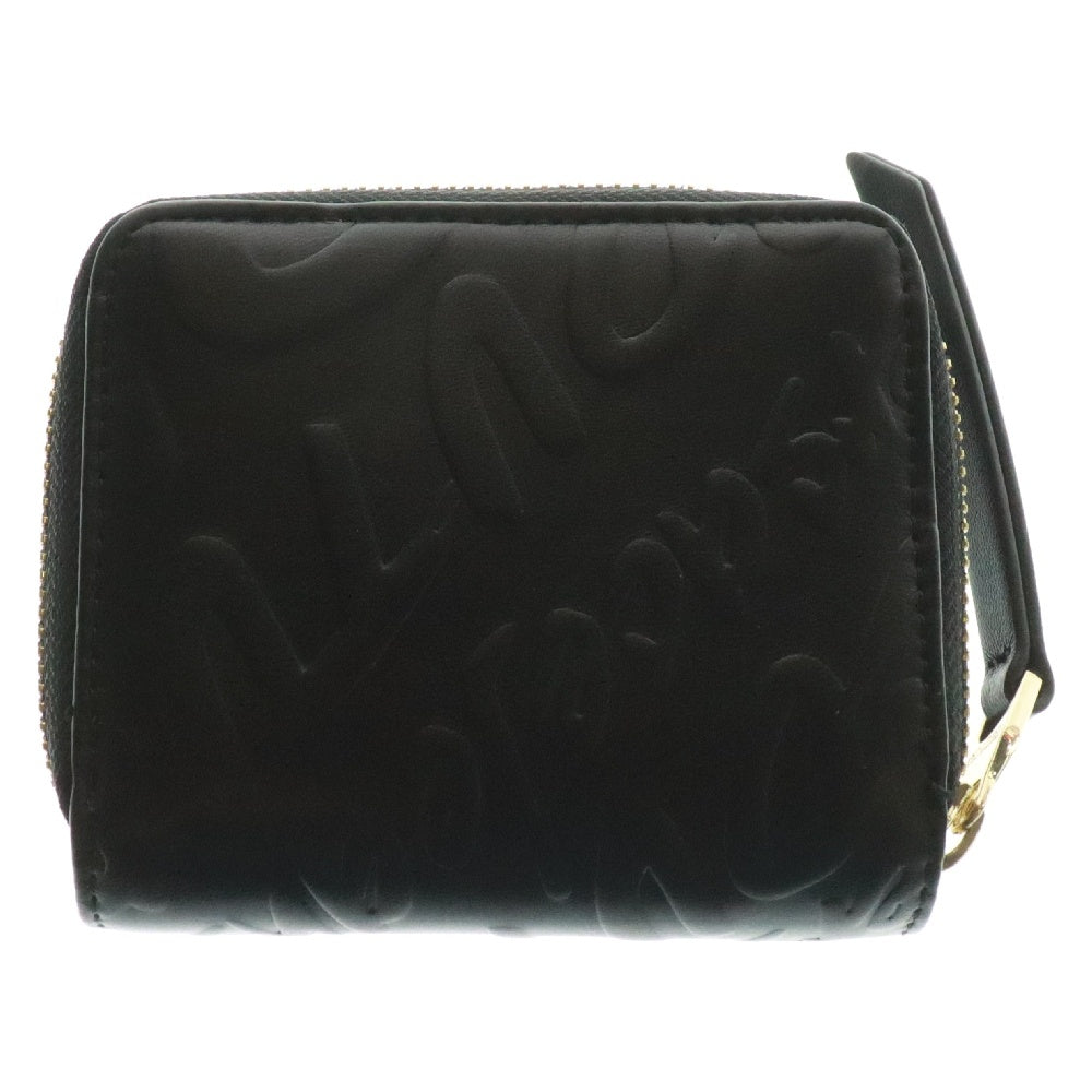 VERSACE JEANS COUTURE(ヴェルサーチジーンズクチュール) ロゴプレート エンボス加工 ジップラウンドウォレット 二つ折り財布 ブラック
