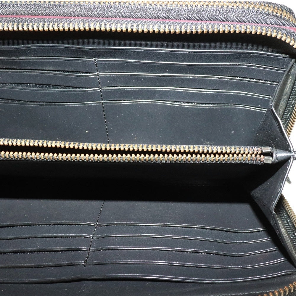 COACH(コーチ) ダブルジップ トラベオーガナイザー シグネチャー ハンドル付 長財布 レザーウォレット クラッチバッグ ハンドバッグ ブラック/グレー F25528