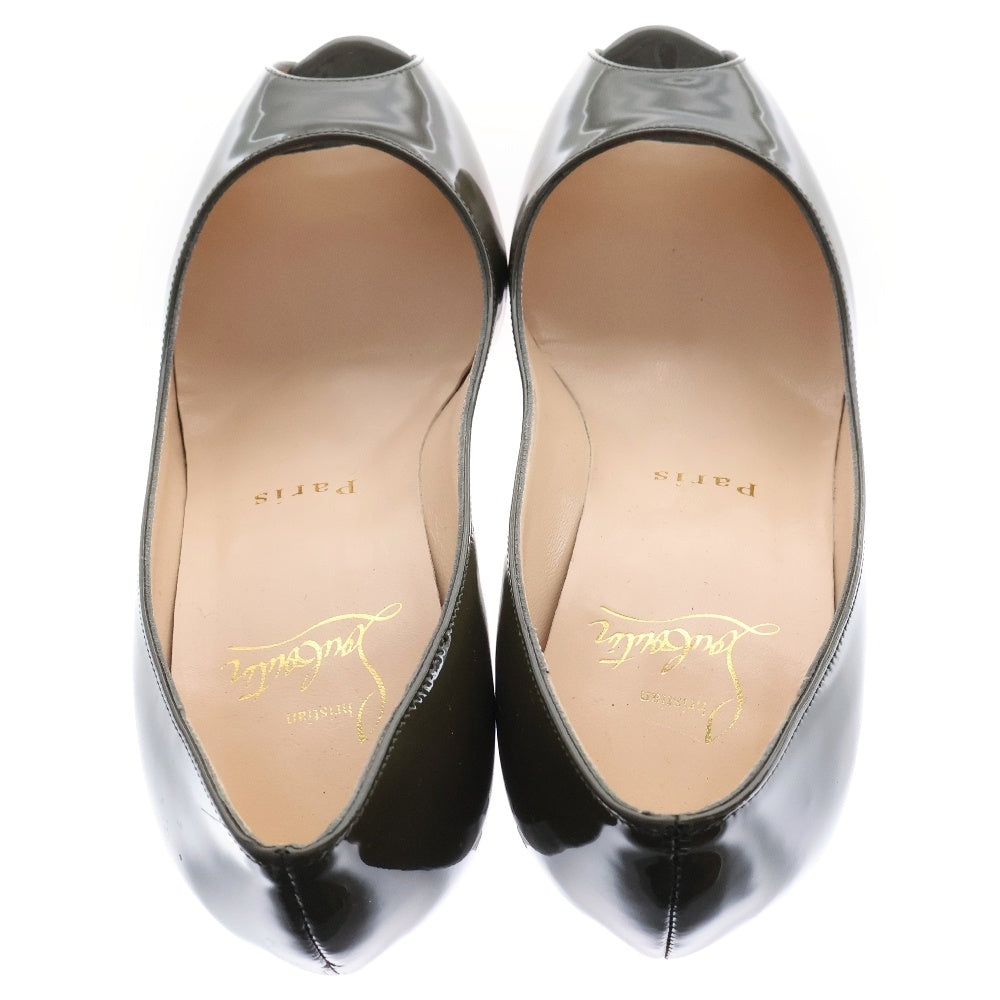 CHRISTIAN LOUBOUTIN(クリスチャンルブタン) YOU YOU 70 PATENT CALF パテント カーフ オープントゥ ヒール パンプス カーキ 1100284 レディース