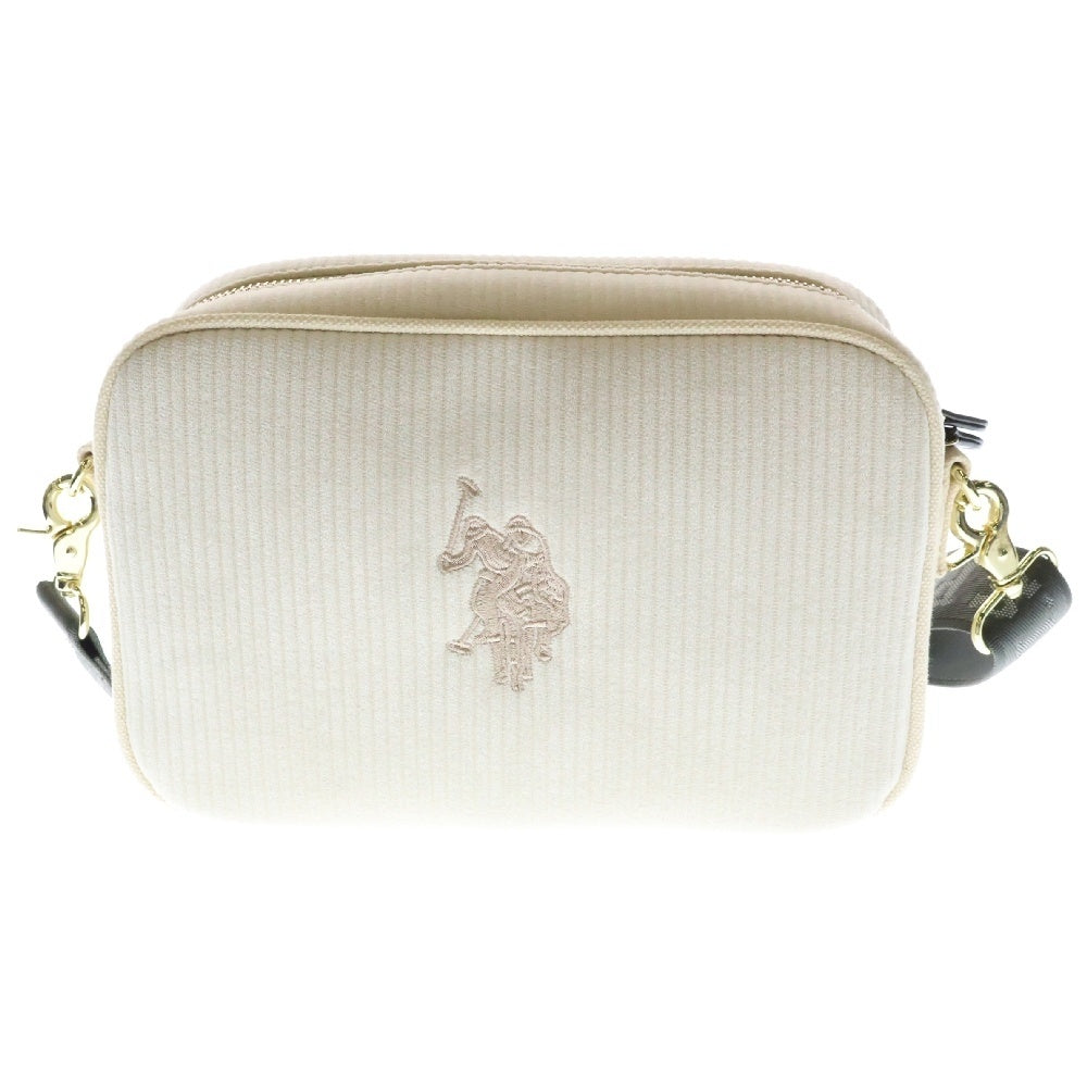 U.S. POLO ASSN.(ユーエスポロアッスン) コーデュロイスクエアショルダーバッグ ホワイト