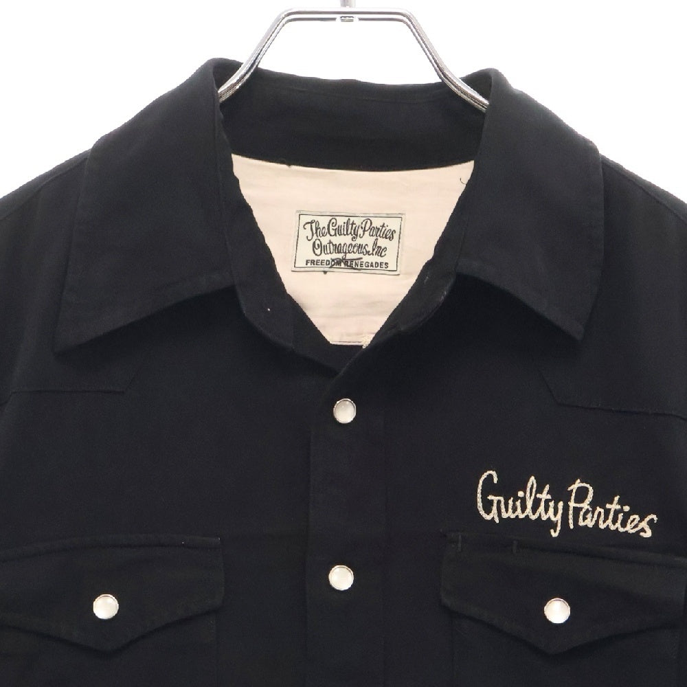 WACKO MARIA(ワコマリア) STRONGER THAN PARADISE バックチェーンステッチ刺繍 レーヨン長袖シャツ ブラック 10AW-SHI-05