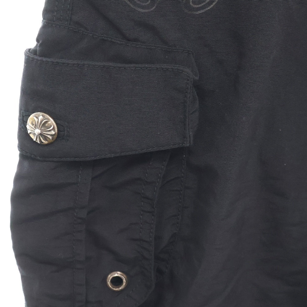 CHROME HEARTS(クロムハーツ) ホースシュープリント クロスボールボタン ナイロン カーゴハーフパンツ ショーツ ブラック
