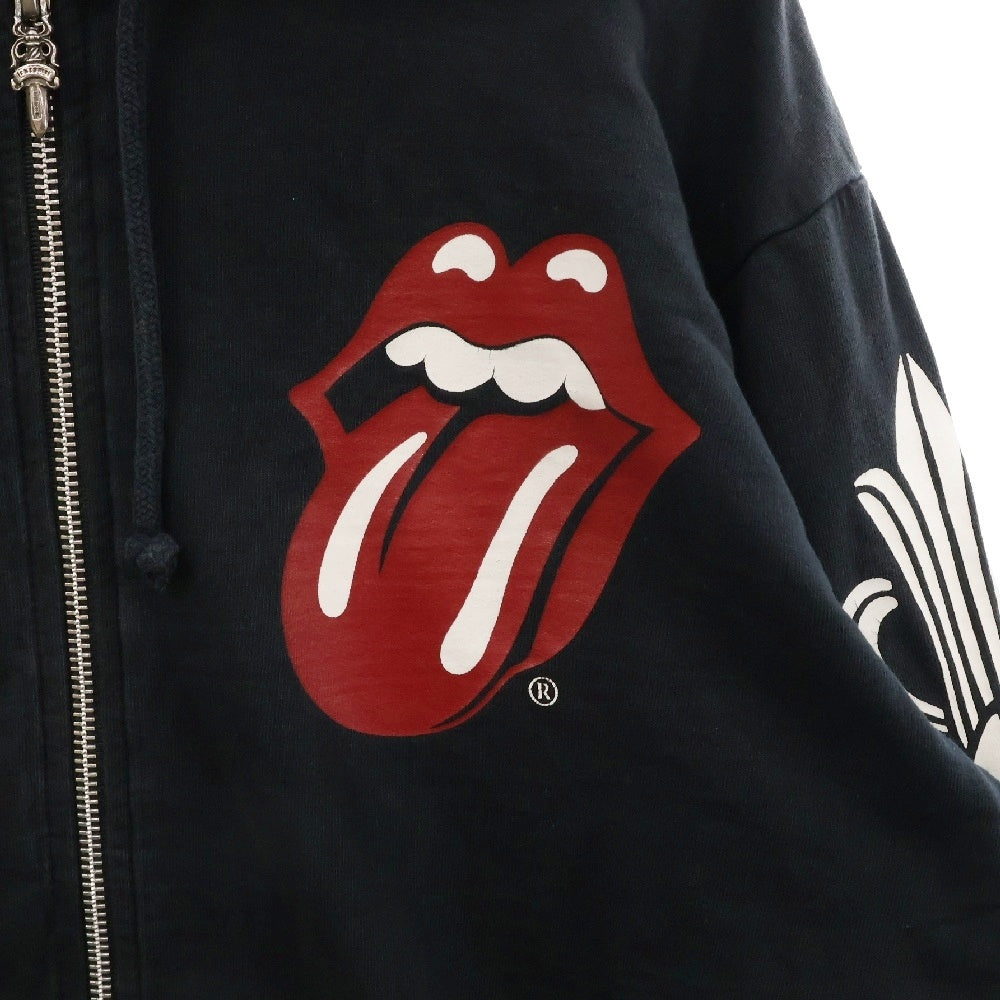 CHROME HEARTS(クロムハーツ) ×The Rolling Stones LT Hoodie オールド ローリングストーンズ ダガージップアップフーディ スウェットパーカー ブラック