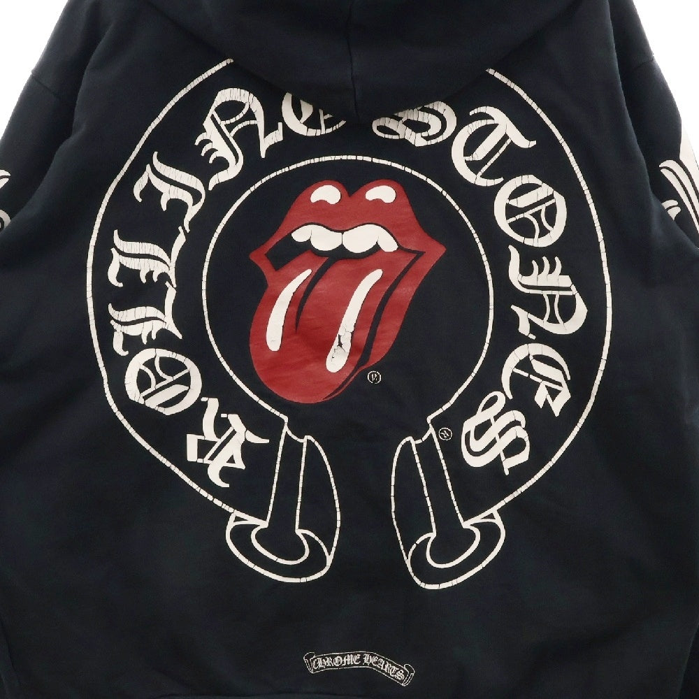 CHROME HEARTS(クロムハーツ) ×The Rolling Stones LT Hoodie オールド ローリングストーンズ ダガージップアップフーディ スウェットパーカー ブラック