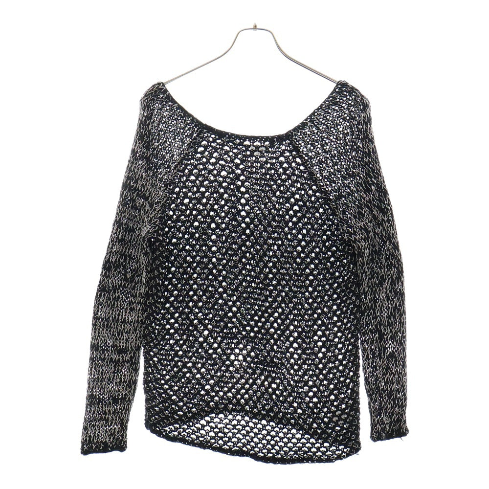HELMUT LANG(ヘルムートラング) リネン混 コットンメッシュニット セーター ブラック/ホワイト レディース SW-SW0579