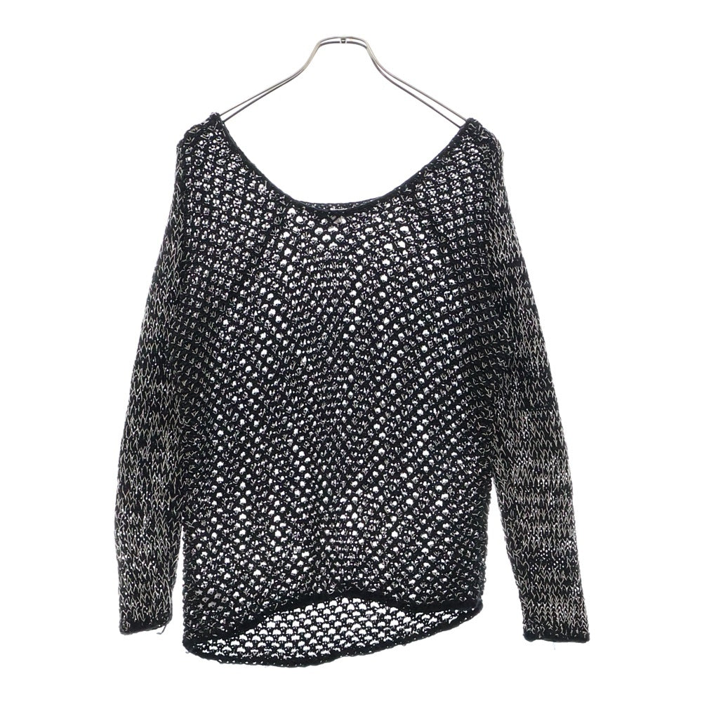 HELMUT LANG(ヘルムートラング) リネン混 コットンメッシュニット セーター ブラック/ホワイト レディース SW-SW0579