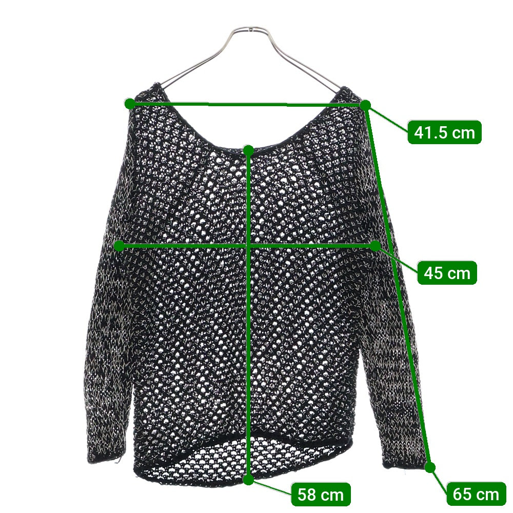 HELMUT LANG(ヘルムートラング) リネン混 コットンメッシュニット セーター ブラック/ホワイト レディース SW-SW0579