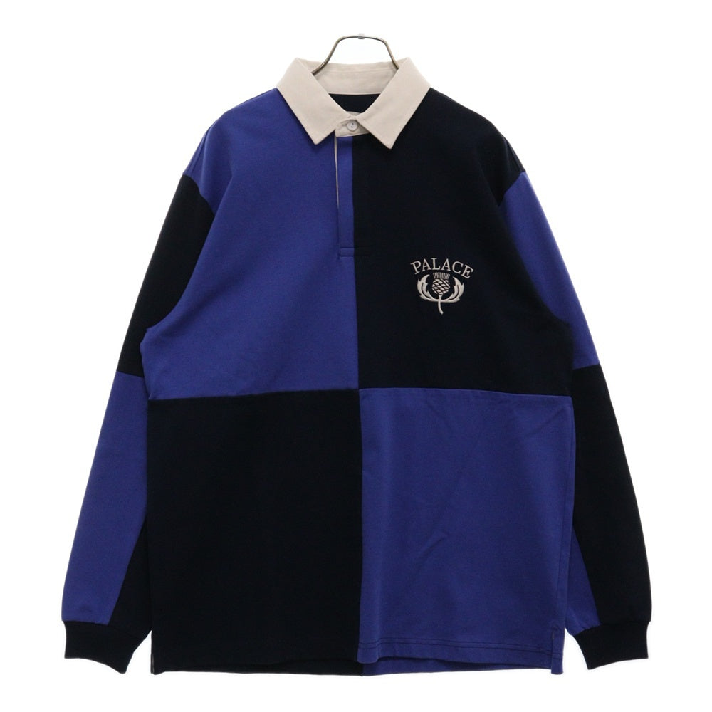 Palace Skateboards(パレススケートボーズ) SHISTLE RUGBY シスルロゴエンブロイダリー 長袖ラグビーシャツ ブルー/ネイビー 27ES008