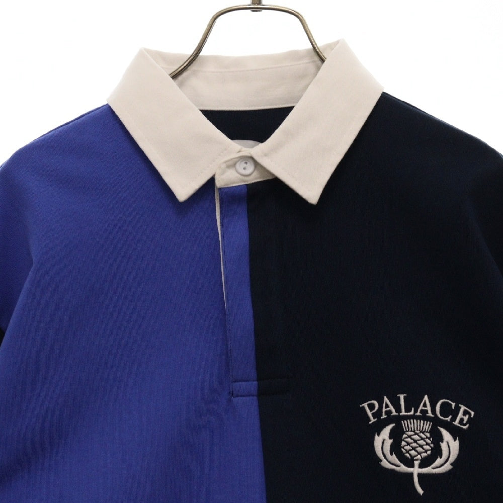 Palace Skateboards(パレススケートボーズ) SHISTLE RUGBY シスルロゴエンブロイダリー 長袖ラグビーシャツ ブルー/ネイビー 27ES008