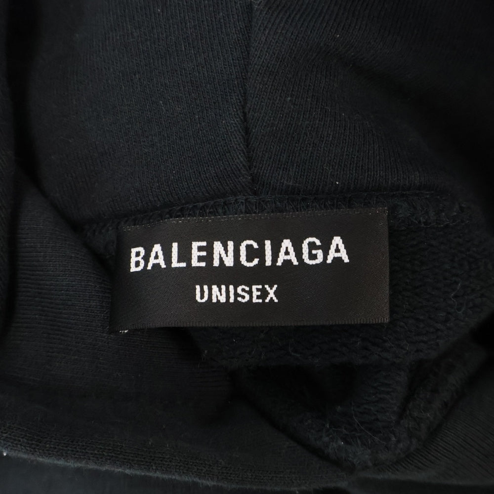 BALENCIAGA(バレンシアガ) 22SS THE Simpsons Printed Cotton-Jersey Hoodie ザシンプソンズ フロントキャラクタープリント スウェット プルオーバーパーカー ブラック 674986 TLVG8