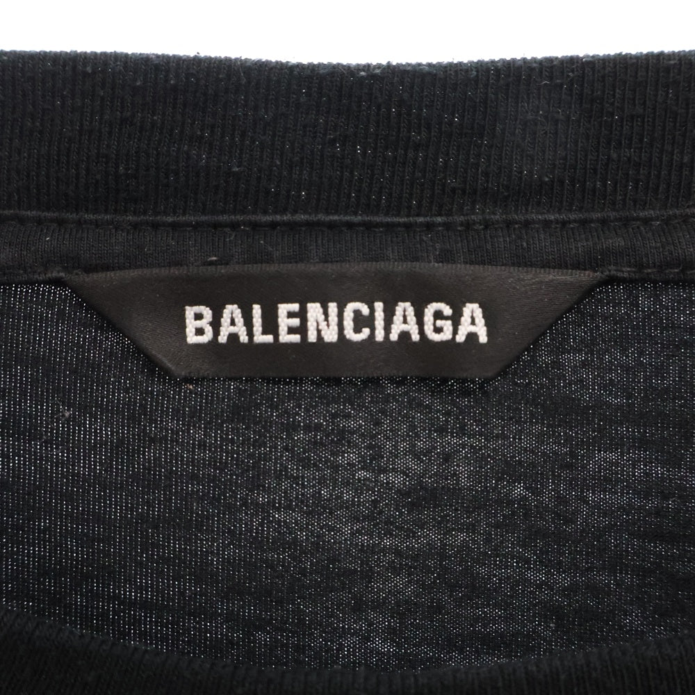 BALENCIAGA(バレンシアガ) 21SS マルチロゴプリント クルーネック 長袖Tシャツ カットソー ブラック 641667 TJVI3