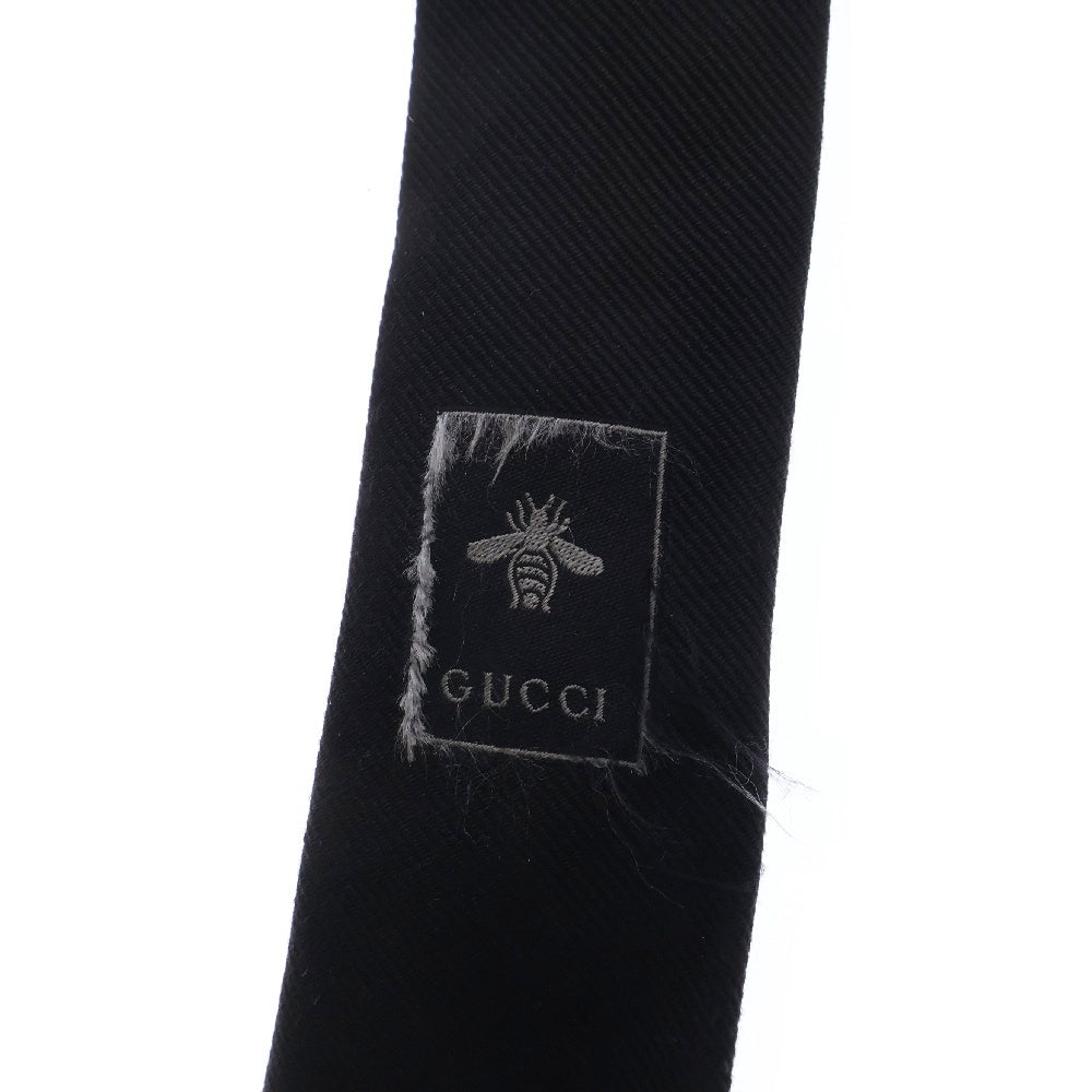 GUCCI(グッチ) タイガー エンブロイダリー 刺繍 イタリア製 シルクネクタイ ブラック