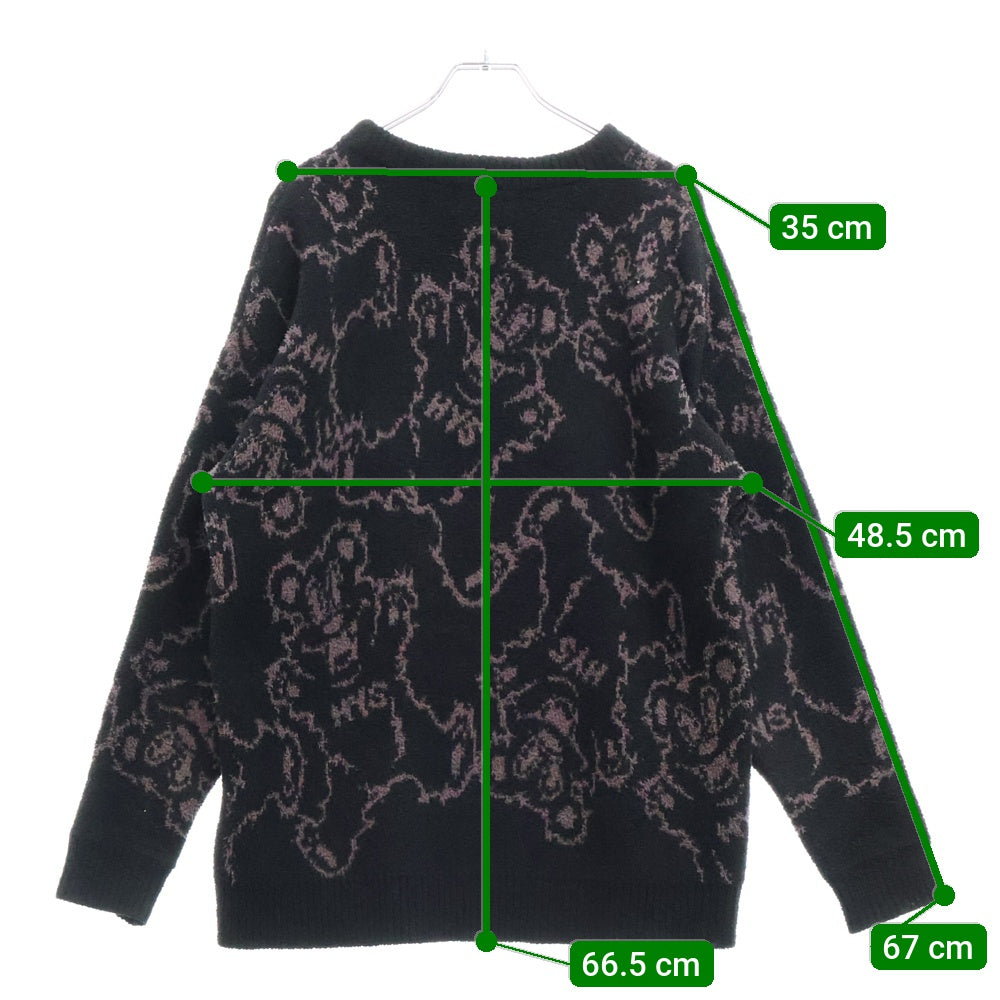 HYSTERIC GLAMOUR(ヒステリックグラマー) FIRE BEAR ジャガード ポリエステル ニット セーター ブラック 01223NS01