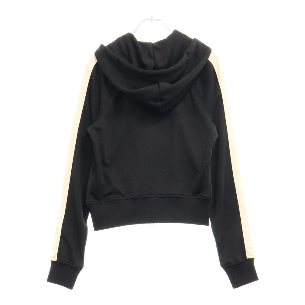 KITH(キス) W ARBOR HOODED TRACK JACKET 胸ロゴ刺繍 サイドライン ジップアップスウェットパーカー フーディー ブラック レディース 25-011-0611-0002-1-0