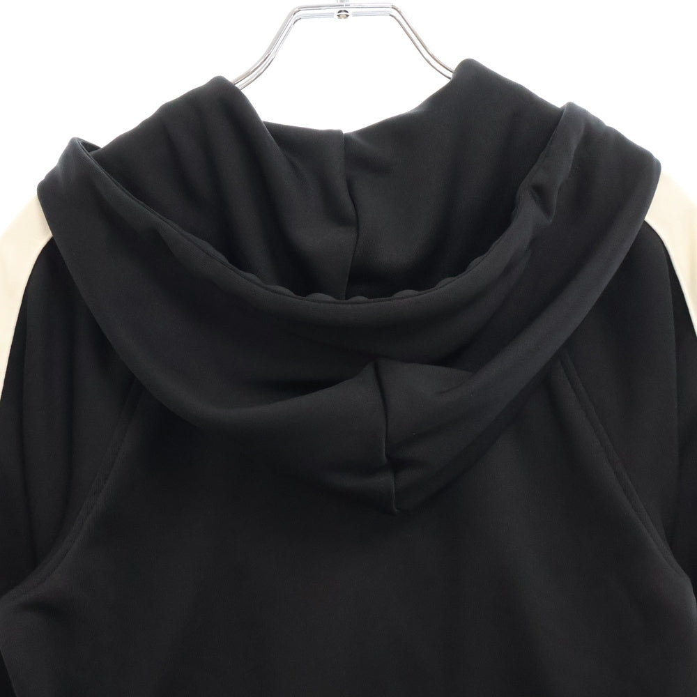KITH(キス) W ARBOR HOODED TRACK JACKET 胸ロゴ刺繍 サイドライン ジップアップスウェットパーカー フーディー ブラック レディース 25-011-0611-0002-1-0