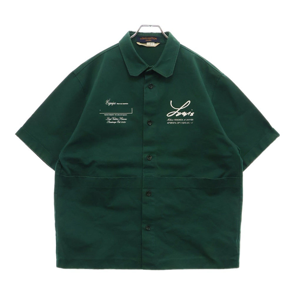 LOUIS VUITTON(ルイヴィトン) 20SS UNIFORMS Virgil Abloh ユニフォーム ヴァージル アブロー バックプリント スタッフ 半袖シャツ グリーン USH04 G1 76085