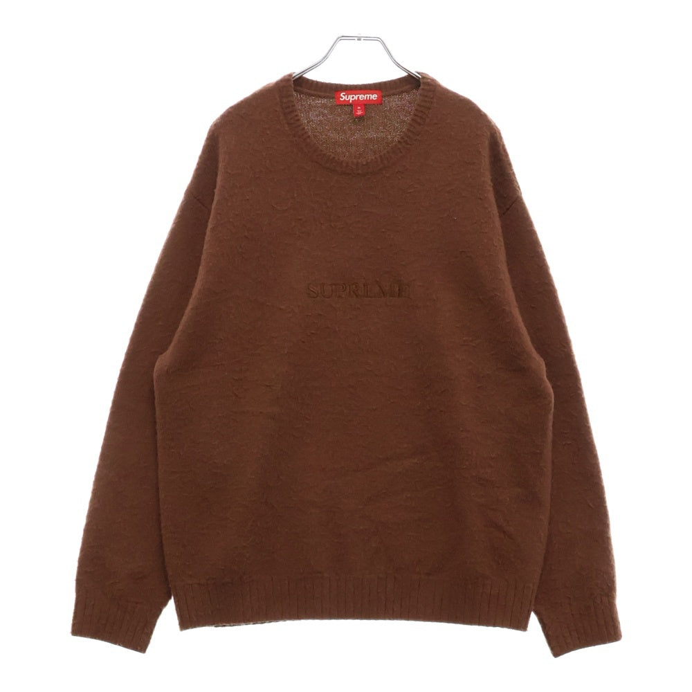 SUPREME(シュプリーム) 23AW Pilled Sweater ウール混 フロントロゴ ピルド ニット セーター ブラウン