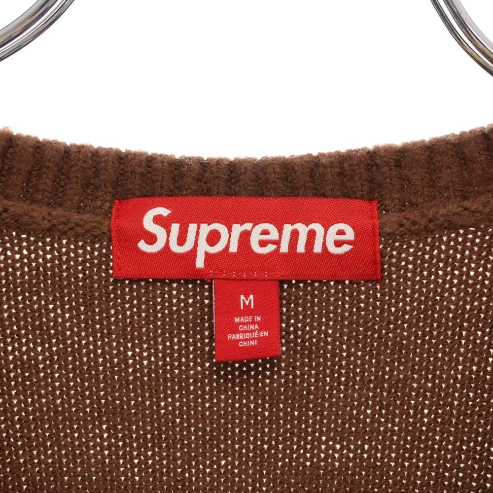 SUPREME(シュプリーム) 23AW Pilled Sweater ウール混 フロントロゴ ピルド ニット セーター ブラウン