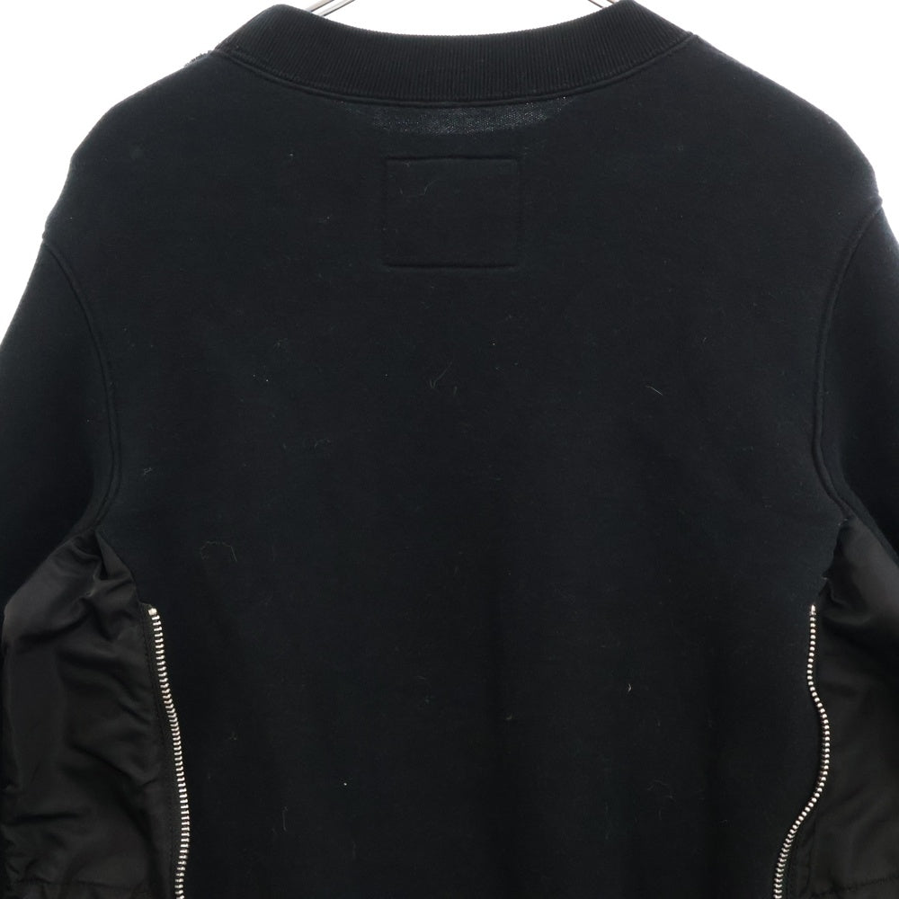 Sacai(サカイ) 20AW Sponge Sweat MA-1 Dress スポンジ 異素材切替 クルーネックスウェットトレーナー ドレス レディース ブラック SCW-059