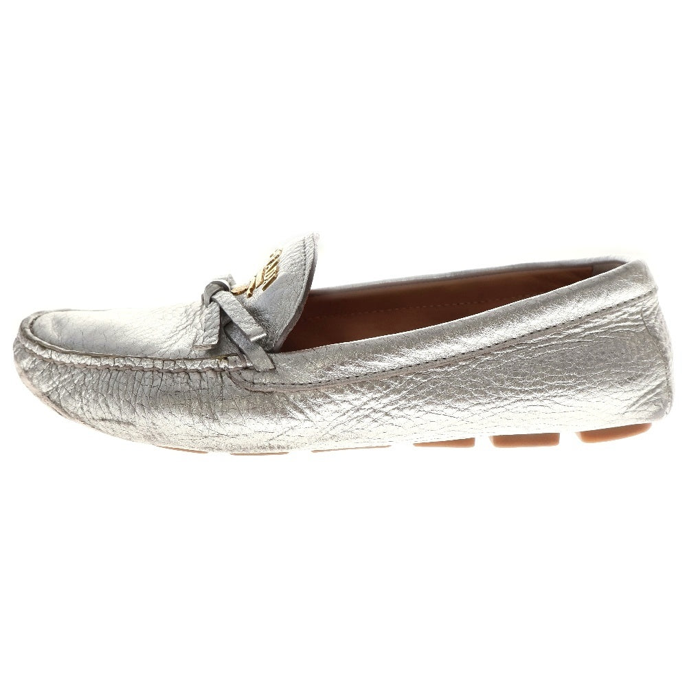 PRADA(プラダ) レザー フラット ドライビングシューズ レディース シルバー 1D256L