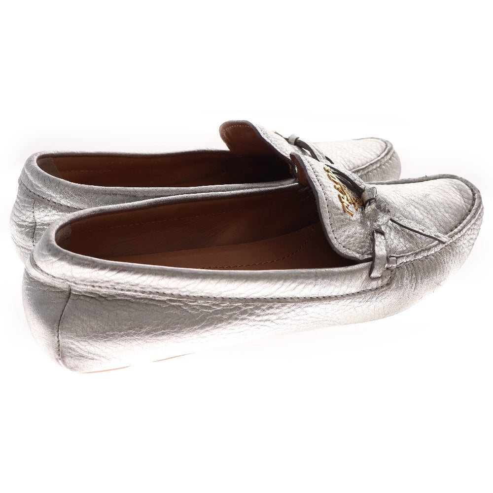 PRADA(プラダ) レザー フラット ドライビングシューズ レディース シルバー 1D256L
