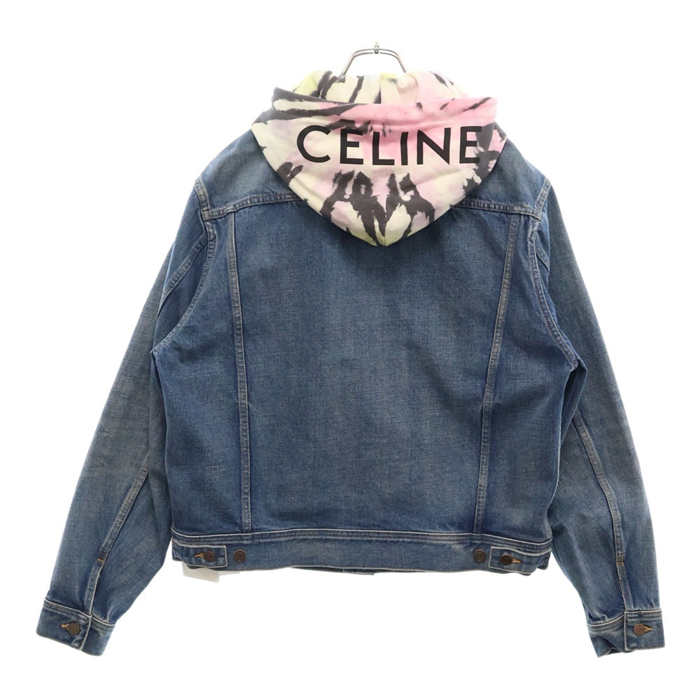CELINE(セリーヌ) 23AW ユニオンウォッシュ ドッキング タイダイ フーデッド デニム トラッカージャケット インディゴ/ホワイト 2Q660930F.07UW