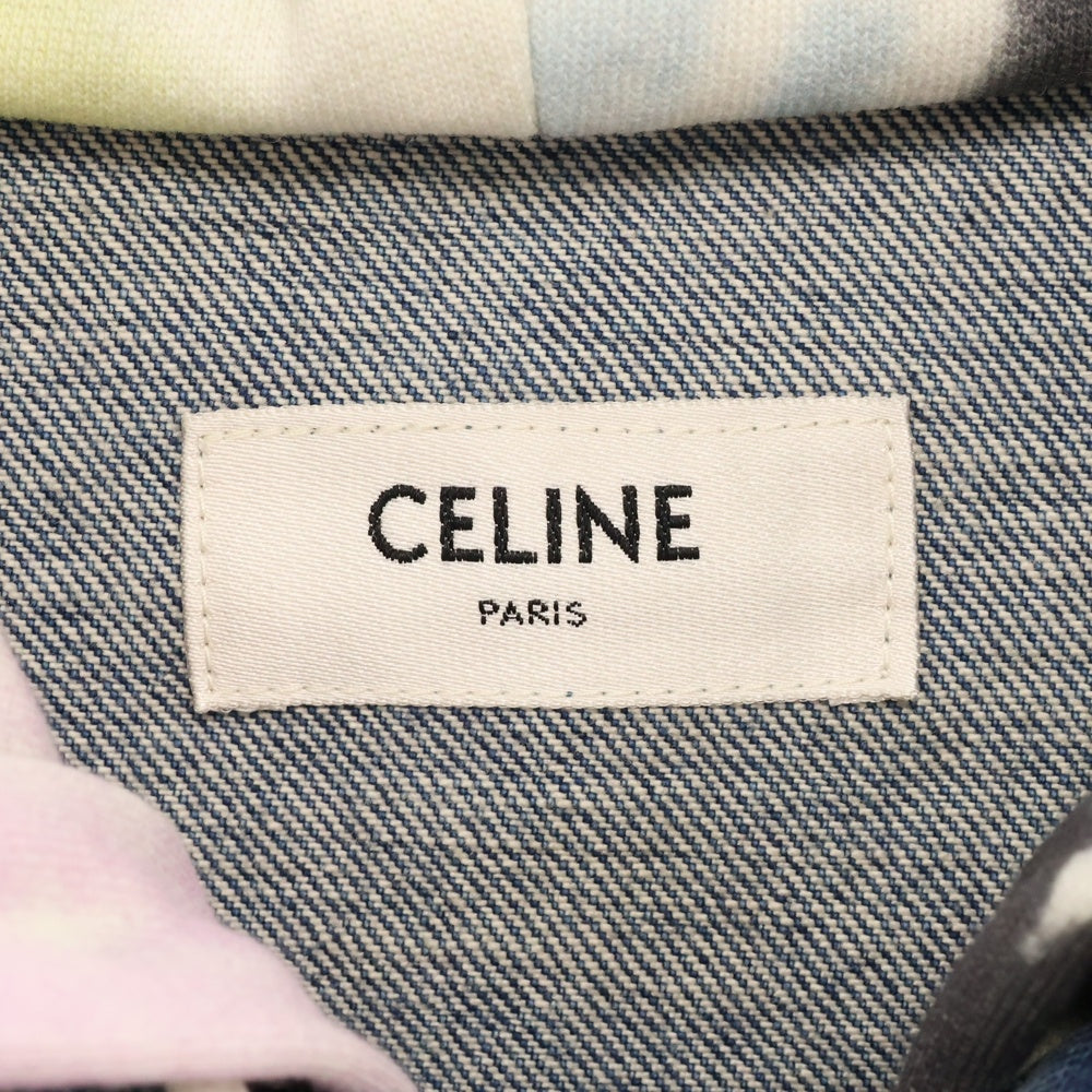 CELINE(セリーヌ) 23AW ユニオンウォッシュ ドッキング タイダイ フーデッド デニム トラッカージャケット インディゴ/ホワイト 2Q660930F.07UW