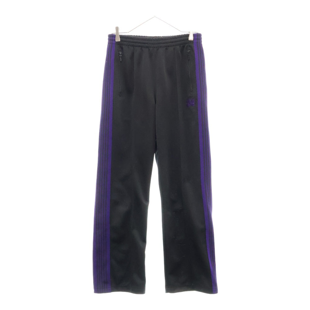 Needles(ニードルス) Track Pant Poly Smooth ポリスムース サイドライン ロゴエンブロイダリー トラックパンツ ブラック/パープル PU1594
