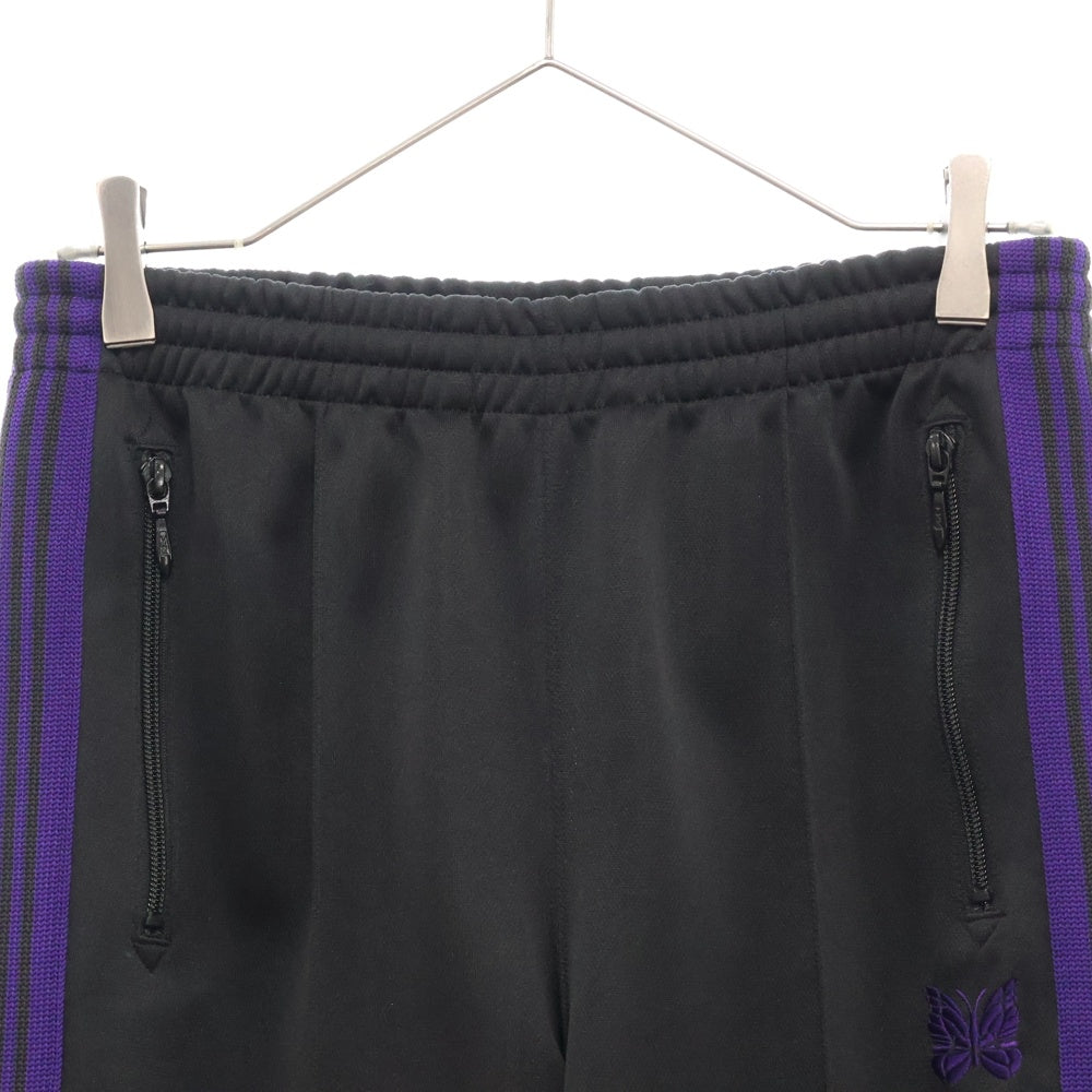 Needles(ニードルス) Track Pant Poly Smooth ポリスムース サイドライン ロゴエンブロイダリー トラックパンツ ブラック/パープル PU1594
