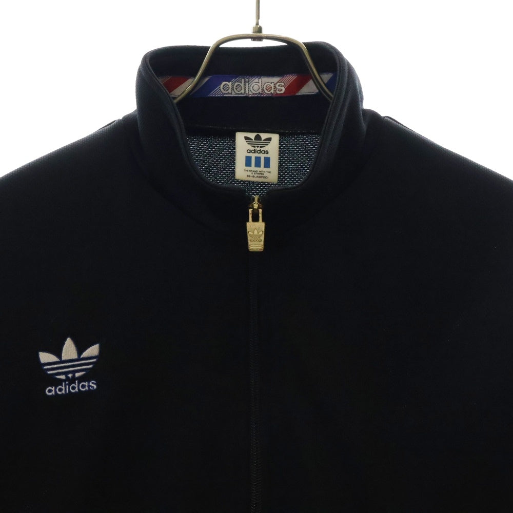 adidas(アディダス) 80S~90S デサント社製 ロゴ刺繍ジップアップトラックジャケット ブラック ATS-305