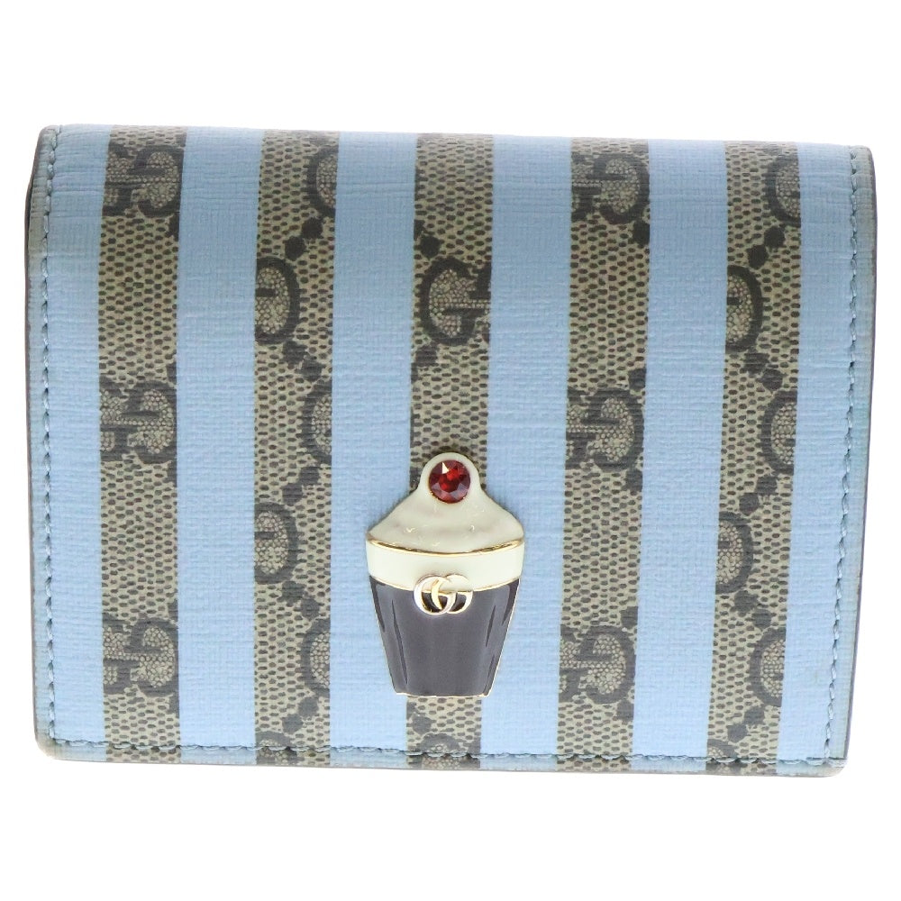 GUCCI(グッチ) GGスプリーム アイスクリーム コンパクトウォレット レディース ブルー/ブラウン 701489