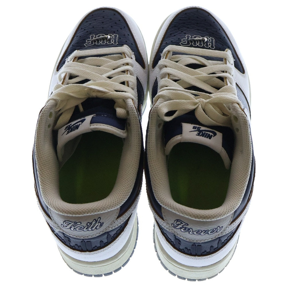 NIKE SB(ナイキエスビー) ×HUF DUNK LOW New York City ハフ ダンク ローカットスニーカー ホワイト/ネイビー レディース US6.5/24.5cm FD8775-100