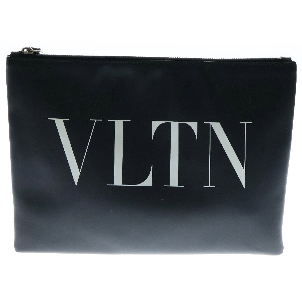 VALENTINO GARAVANI(ヴァレンチノガラヴァーニ) ロゴプリント ロックスタッズ レザー クラッチ セカンドバッグ ブラック P0299 LVN