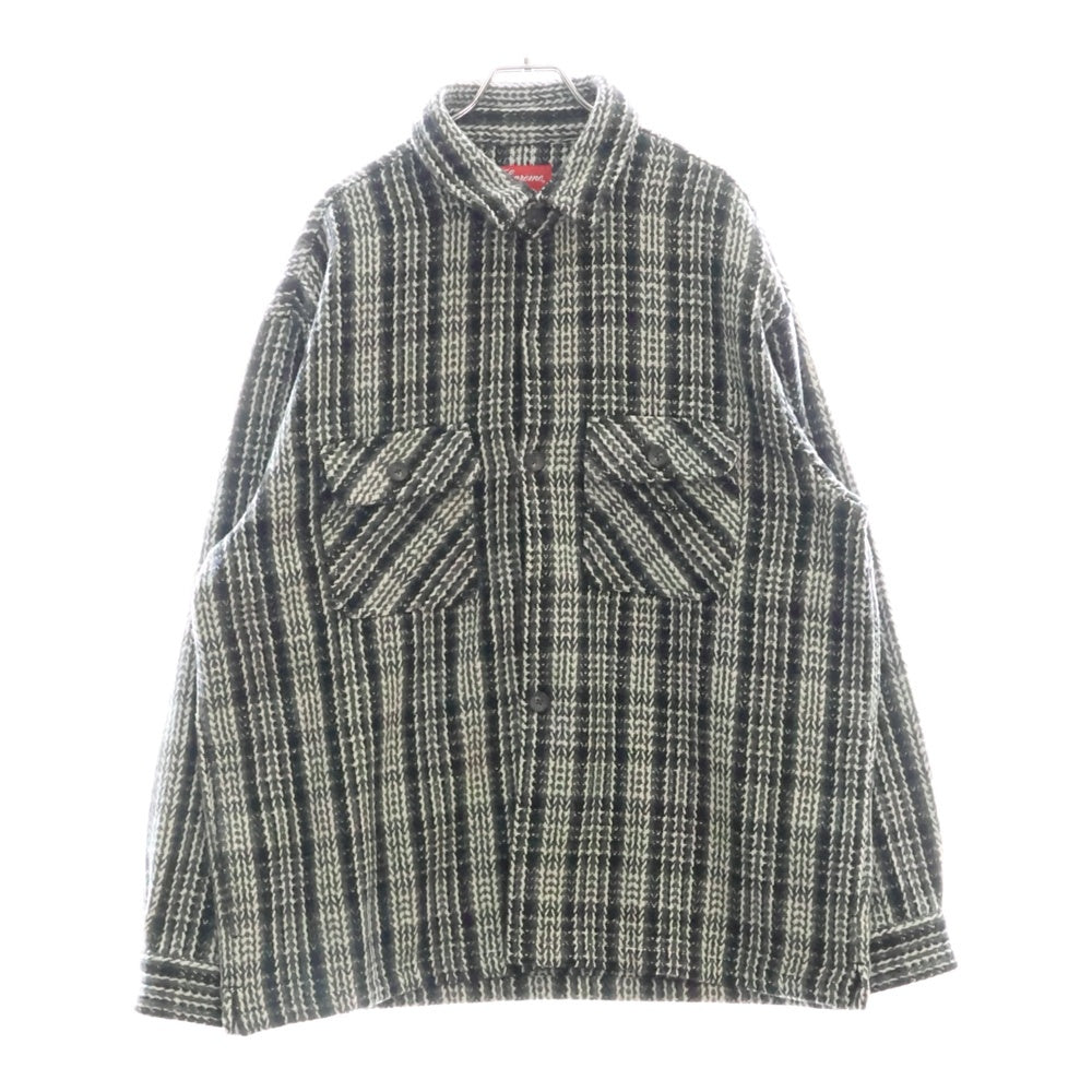 SUPREME(シュプリーム) 22AW Heavy Flannel Shirt ロゴ刺繍 チェック総柄 ヘビー フランネル ロングスリーブ 長袖シャツ グレー