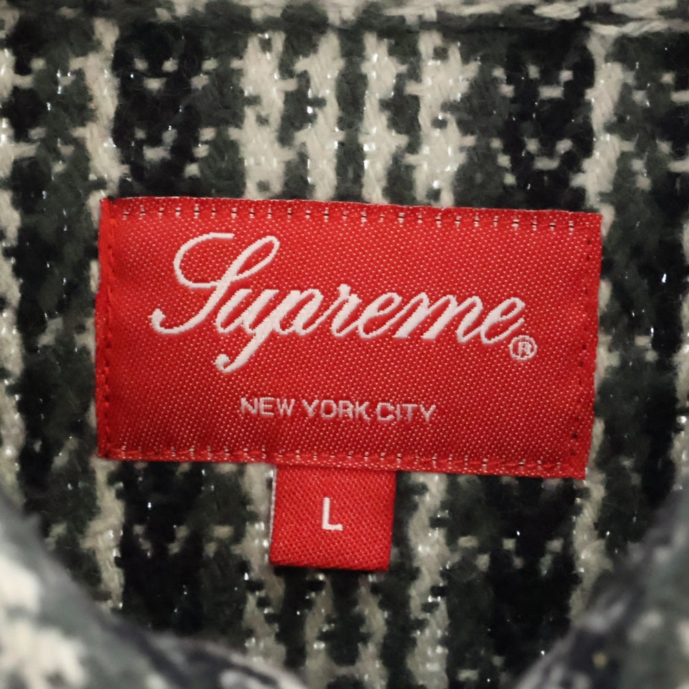 SUPREME(シュプリーム) 22AW Heavy Flannel Shirt ロゴ刺繍 チェック総柄 ヘビー フランネル ロングスリーブ 長袖シャツ グレー