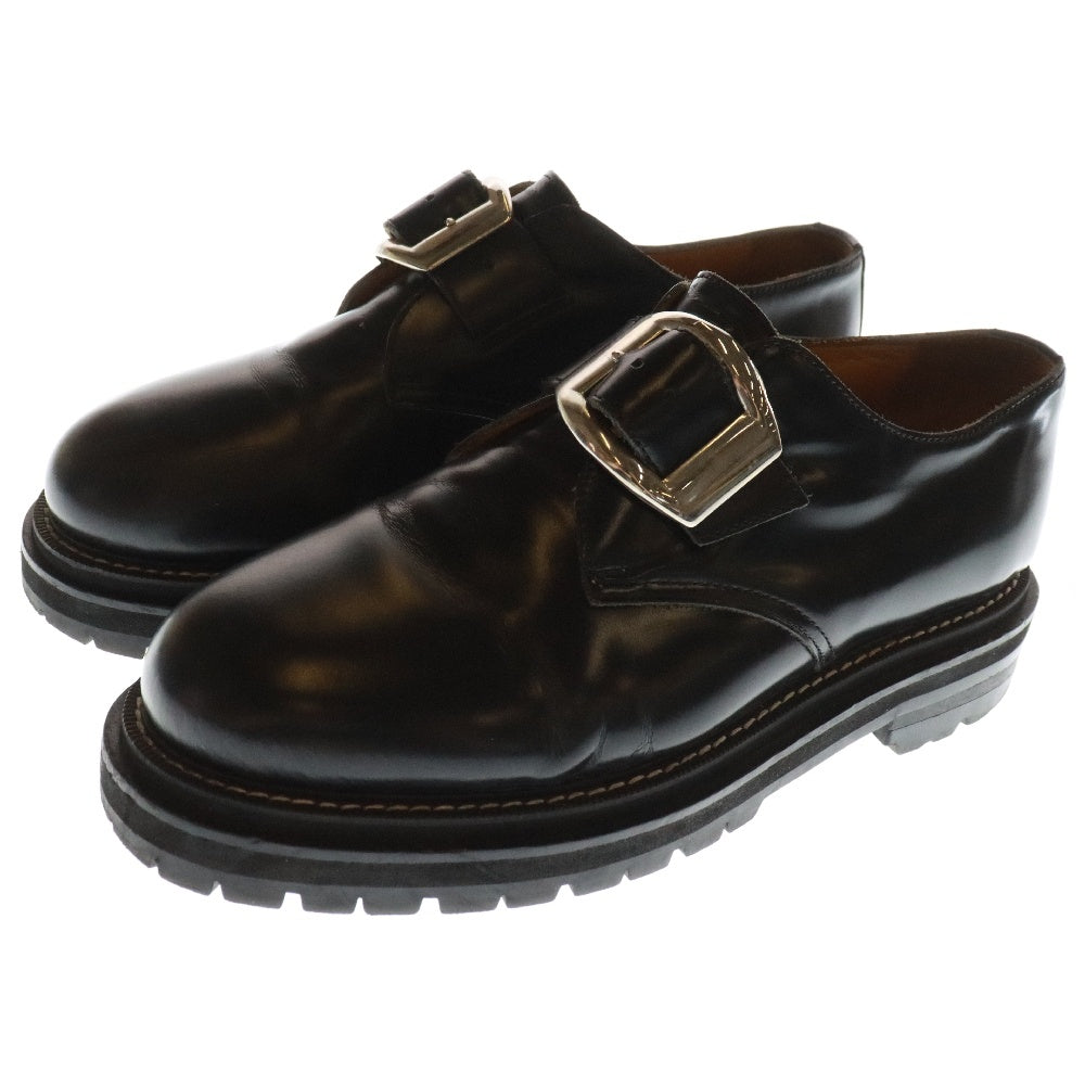 SOE(ソーイ) One Buckle Plain Toe Shoes ワンバックル プレーントゥ レザー シューズ ブラック 1201-02-001