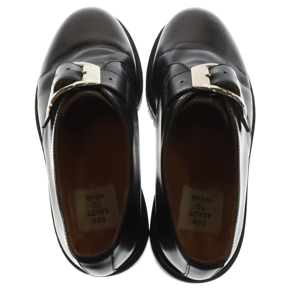 SOE(ソーイ) One Buckle Plain Toe Shoes ワンバックル プレーントゥ レザー シューズ ブラック 1201-02-001