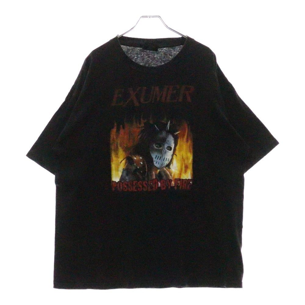 VINTAGE(ヴィンテージ) 90S EXUMER プリントクルーネック半袖Tシャツ カットソー ブラック