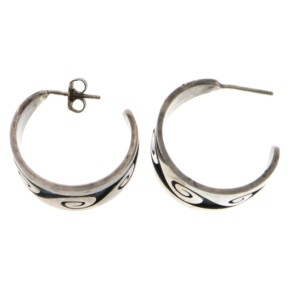 INDIAN JEWELRY(インディアンジュエリー) HOPI Mitchell Sockyma ホピ族 ミッチェル ソッキーマ オーバーレイ フック ピアス セット シルバー