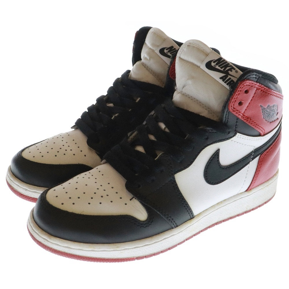 NIKE(ナイキ) AIR JORDAN 1 RETRO HIGH OG BG エアジョーダンワン ハイカットスニーカー ブラック レッド つま黒 US6Y/24cm 575441-125 レディース