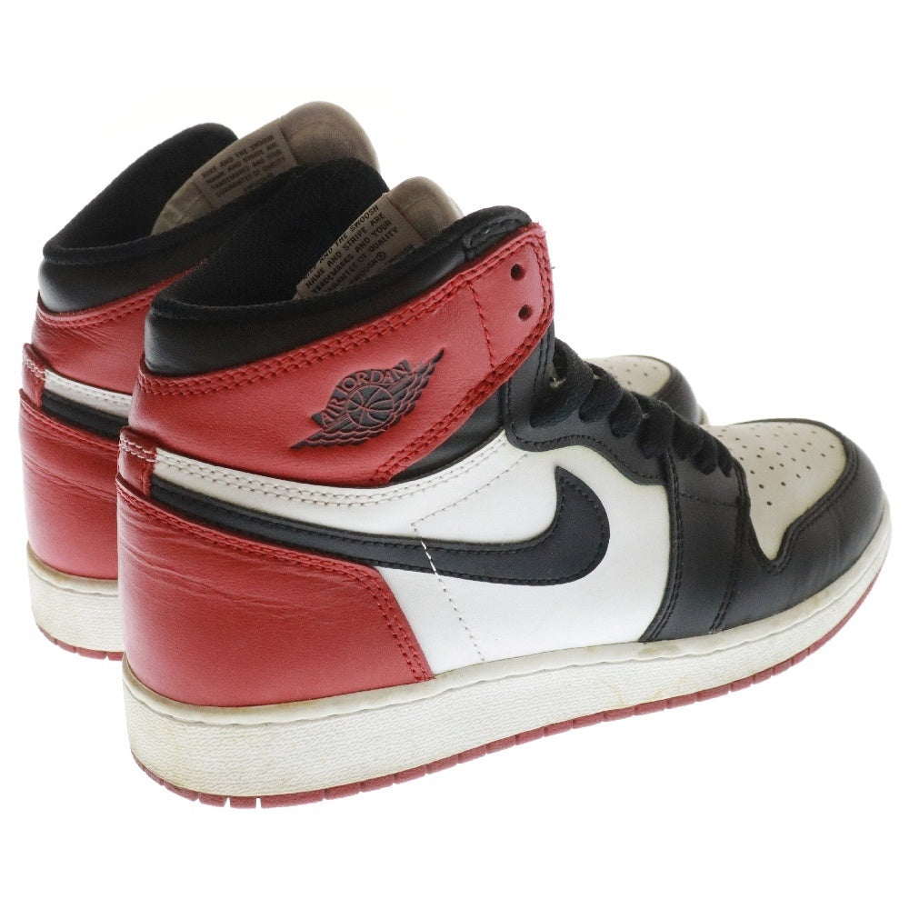 NIKE(ナイキ) AIR JORDAN 1 RETRO HIGH OG BG エアジョーダンワン ハイカットスニーカー ブラック レッド つま黒 US6Y/24cm 575441-125 レディース