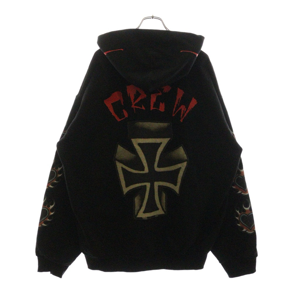cvtvlist(カタリスト) × Ed Hardy エドハーディー グラフィックプリント プルオーバーパーカー フーディー ブラック 210111EH02