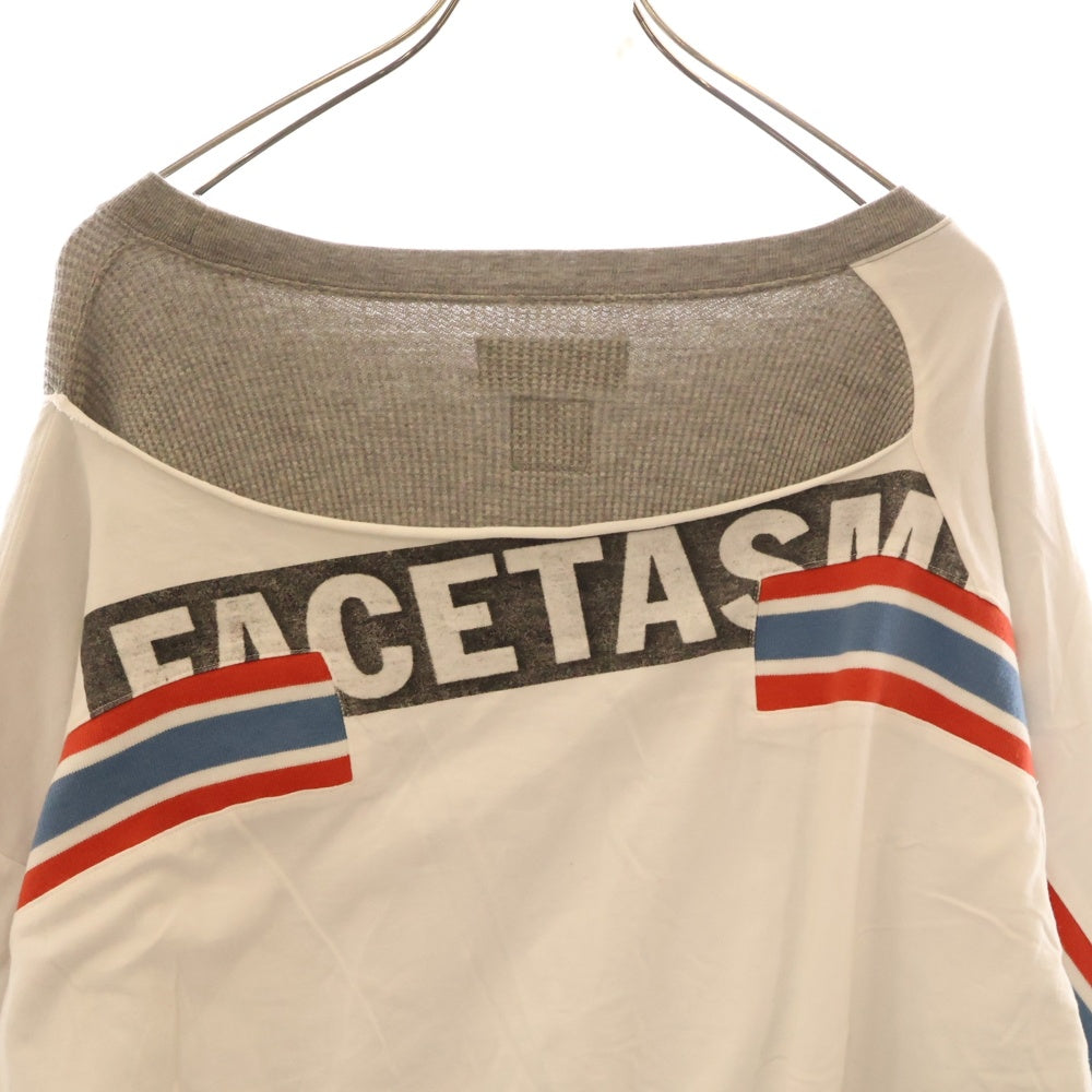 FACETASM(ファセッタズム) 20AW LAYERED LONG SLEEVE TEE レイヤード ドッキング クルーネック長袖Tシャツ カットソー ホワイト/グレー MORK-TEE-U08