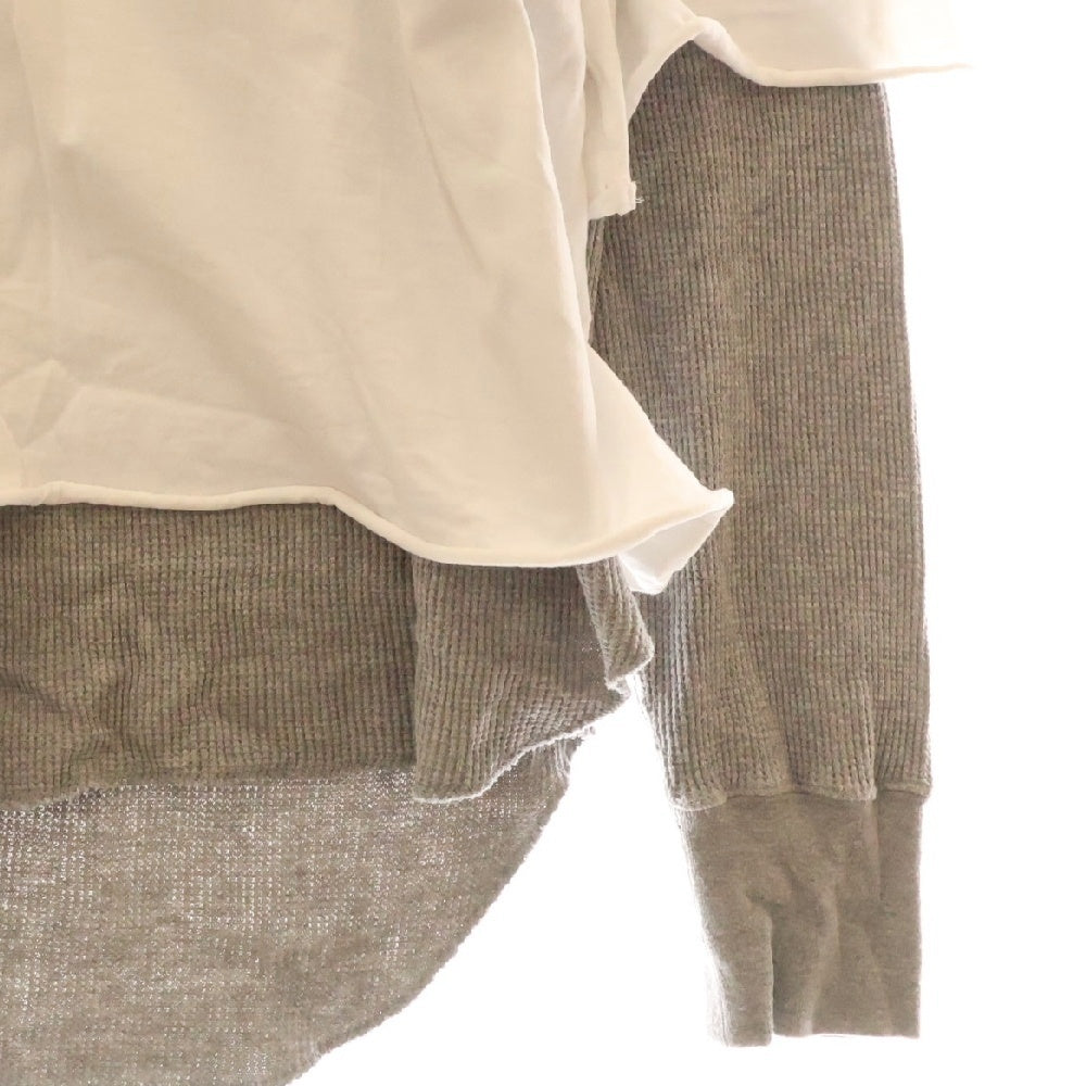FACETASM(ファセッタズム) 20AW LAYERED LONG SLEEVE TEE レイヤード ドッキング クルーネック長袖Tシャツ カットソー ホワイト/グレー MORK-TEE-U08