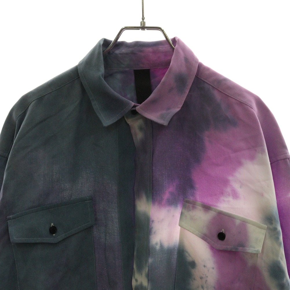 cvtvlist(カタリスト) 21AW ブリーチデザイン カットオフボタンレス 長袖シャツ ブルー/ピンク 21FW0202