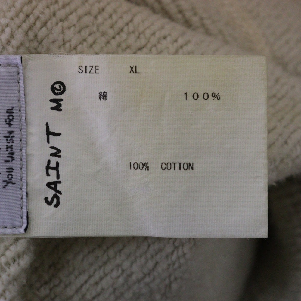 SAINT MICHAEL(セントマイケル) 21SS RAGLAN HOODIE EYE ラグラン アイ グラフィックプリント ダメージ加工プルオーバーパーカー フーディー ベージュ SM-S21-000-036